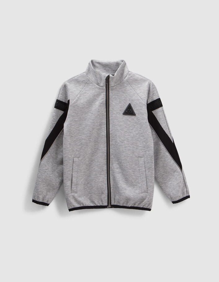 Graue Jungensweatjacke mit Details und Reflektoren-3