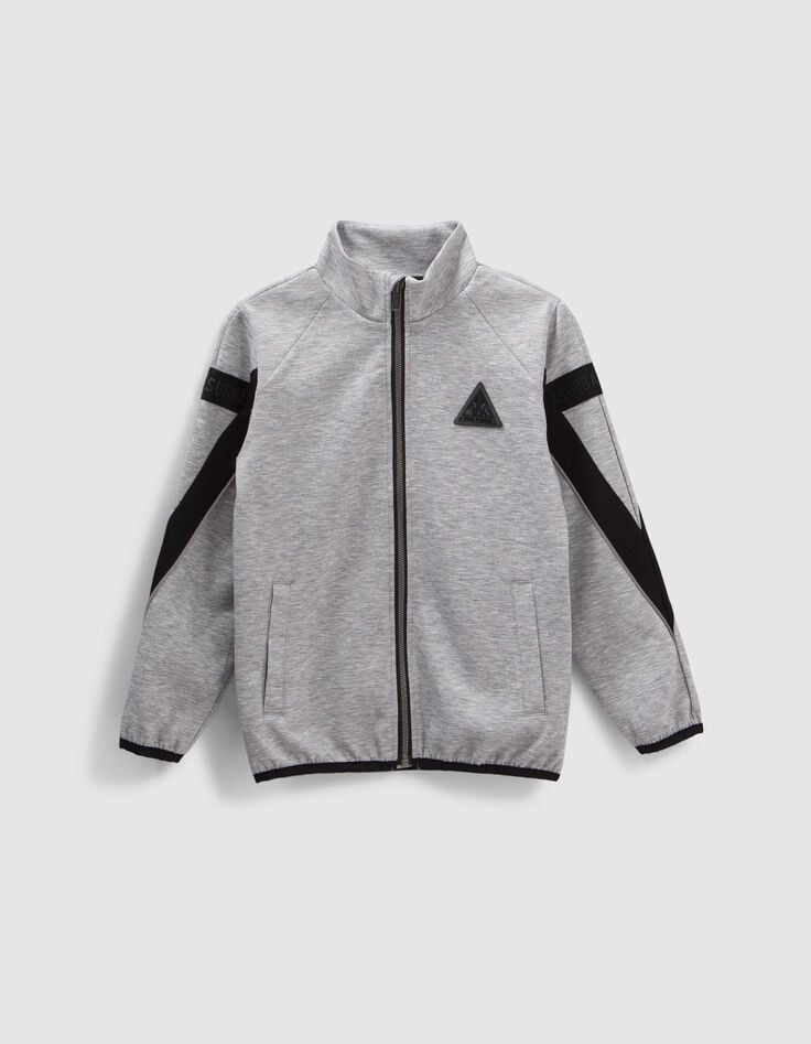 Boys’ grey cardigan with black and reflective details-1