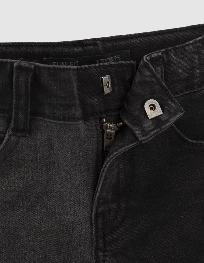 Zwarte slim jeans patchworkstijl jongens  - IKKS