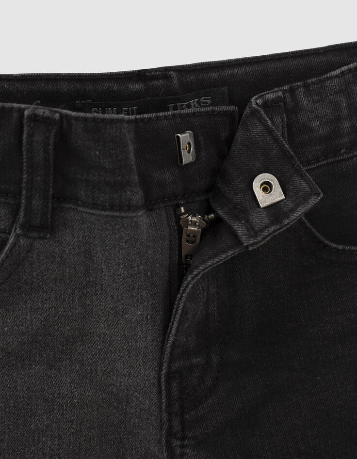 Jean slim noir esprit patchwork garçon -5