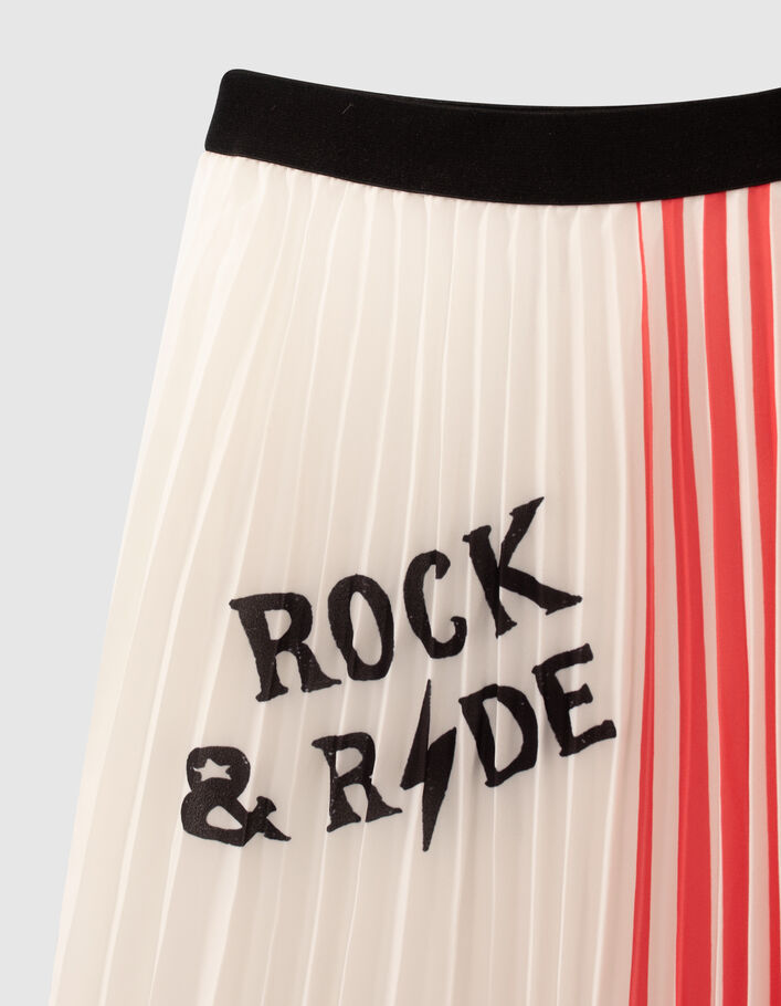 Girls’ white long skirt with red pleats - IKKS