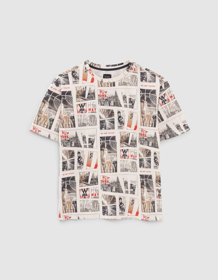 Boys’ ecru basketball and NYC photos T-shirt-1