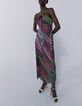 Robe longue imprimée à encolure nouée femme-1