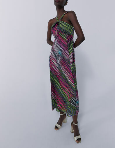 Robe longue imprimée à encolure nouée femme - IKKS
