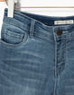 Bermuda en jean faded blue bas frangés fille -5