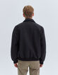 Schwarze Herrenbomberjacke mit doppeltem Kragen-2