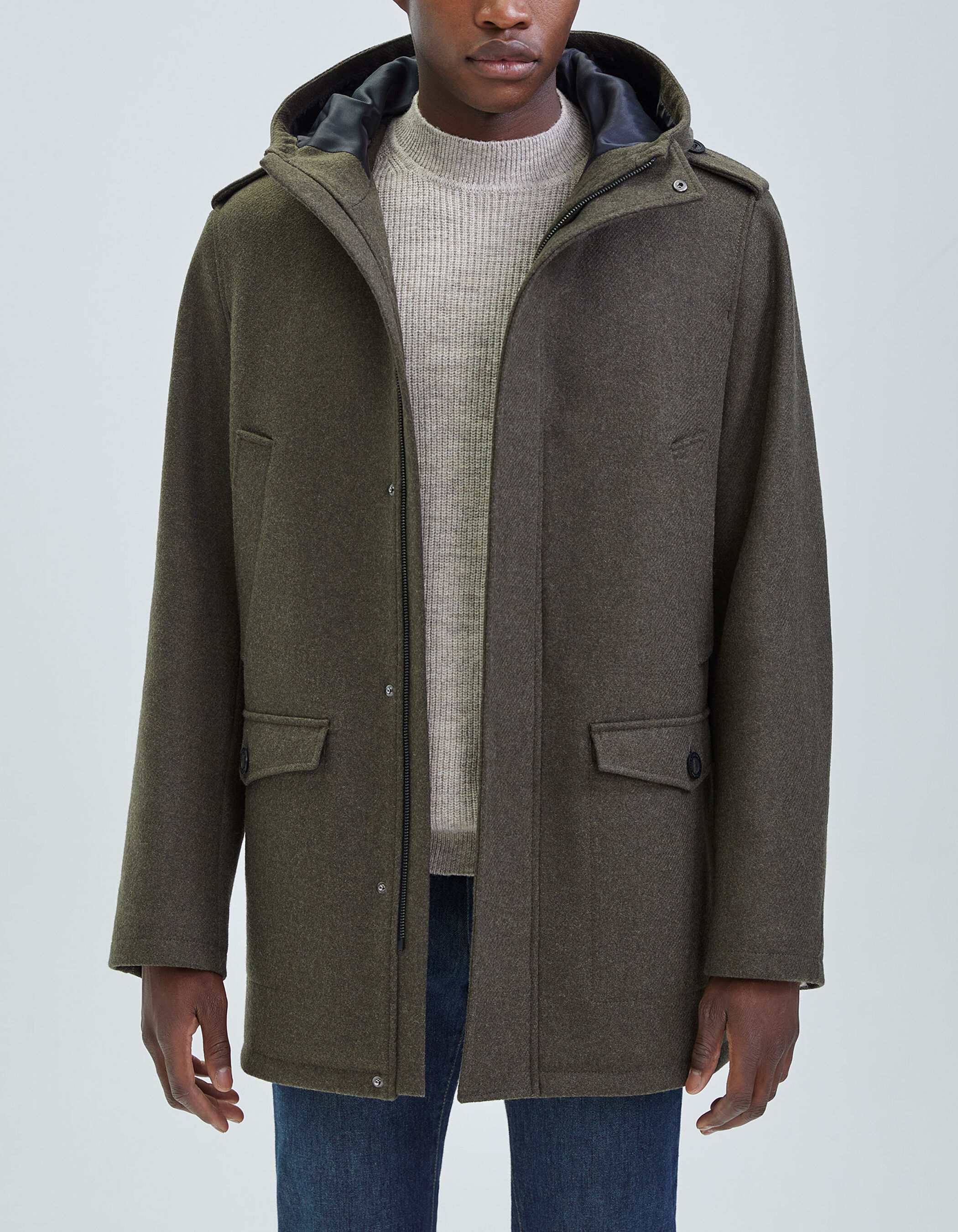 Men's khaki hooded coat IKKS