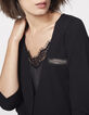 Cardigan noir apport viscose badges bijoux femme-5