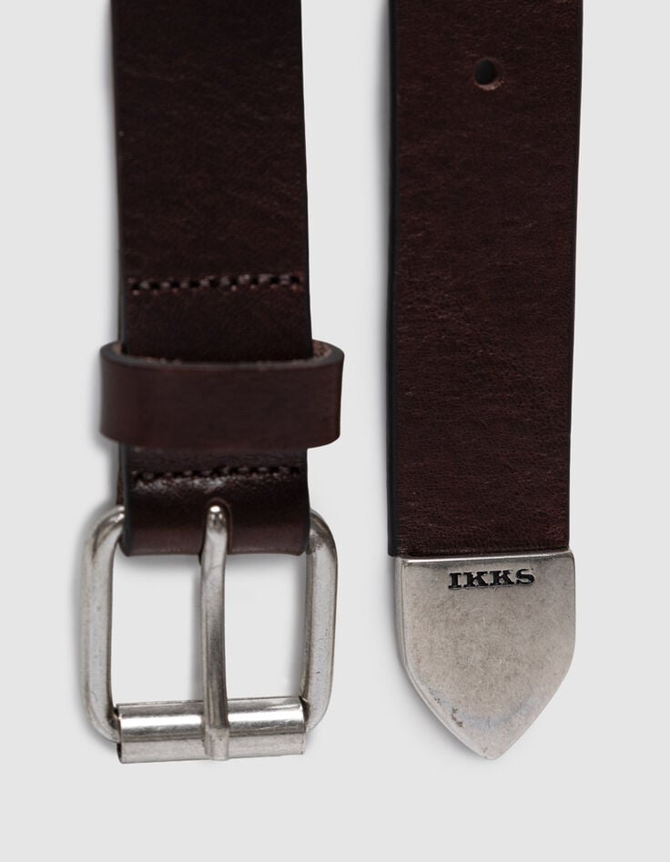 Brauner Lederg&uuml;rtel f&uuml;r Herren mit Metallschnalle-4