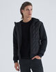 Men's black mixed-fabric quilted light padded jacket-1