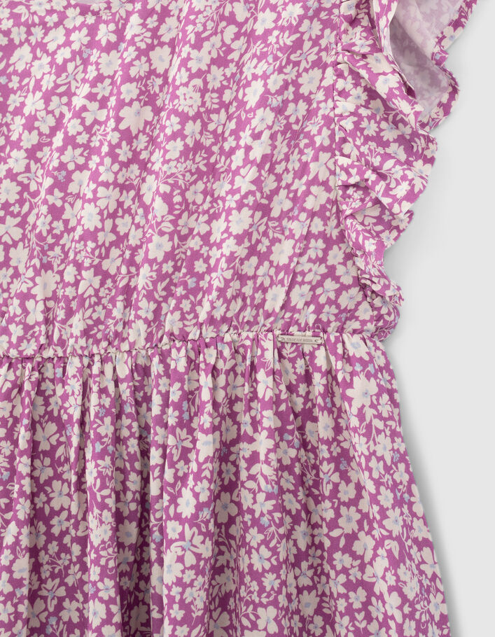 Girls’ violet Ecovero® long dress with daisy print - IKKS