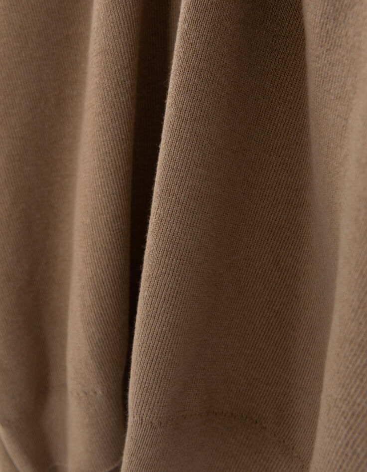 Beige Herrenstrickjacke mit Rei&szlig;verschluss und Kapuze-8