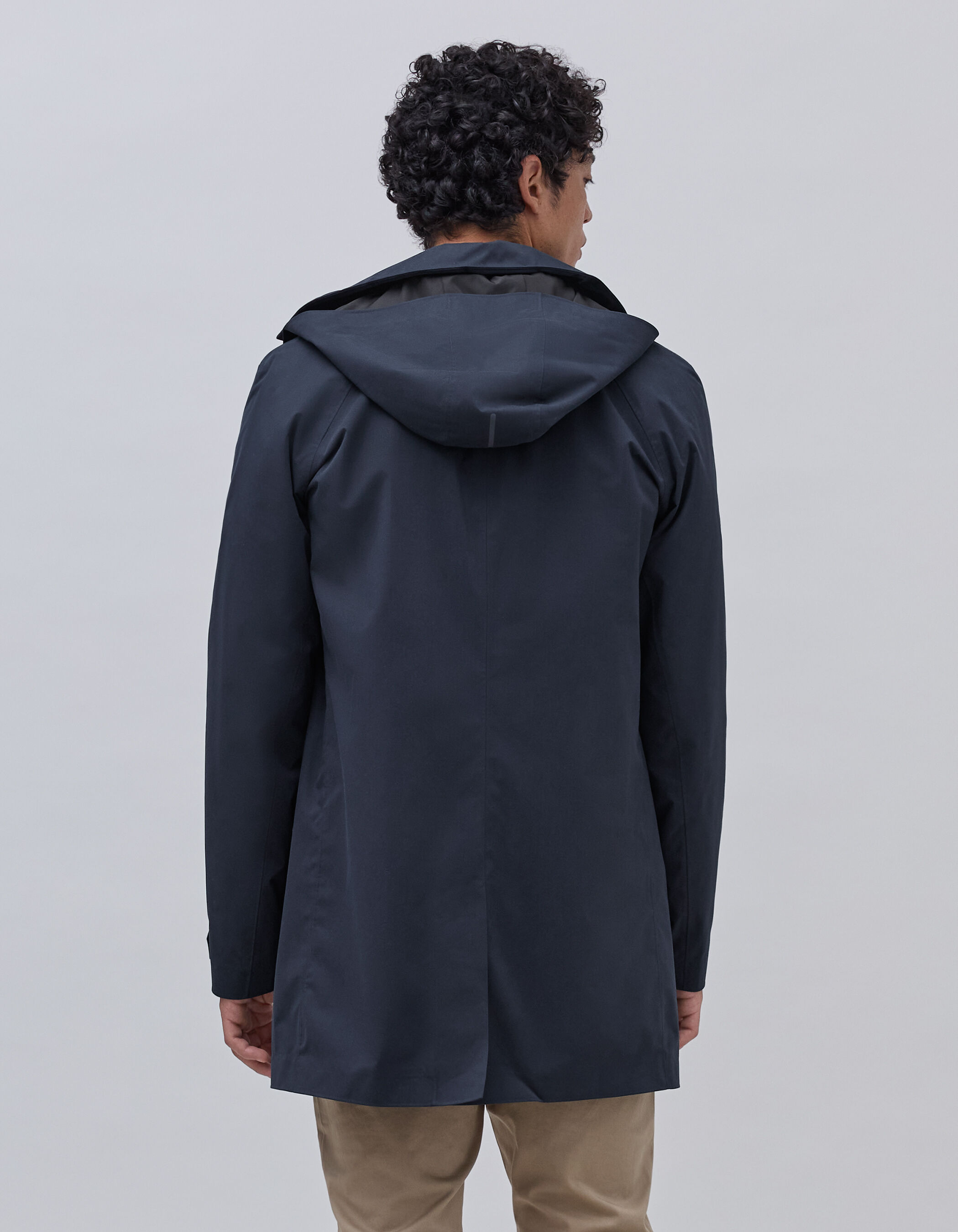 Men s navy trench coat with detachable hood IKKS