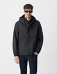Schwarze Herrenjacke aus Gumminylon mit Kapuze-8