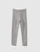 Leggings réversible gris et écru imprimé éclairs fille-1