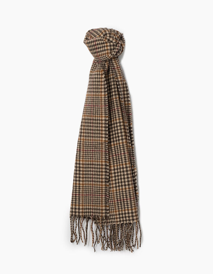 Men’s brown and beige check scarf-1