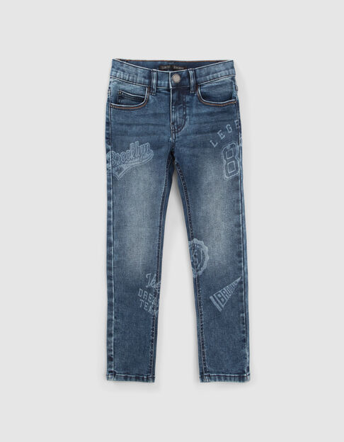 Blaue Jungen-SLIM-Jeans mit Printmotiv