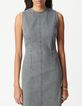 Mouwloze grijze denim jurk met split Dames-2