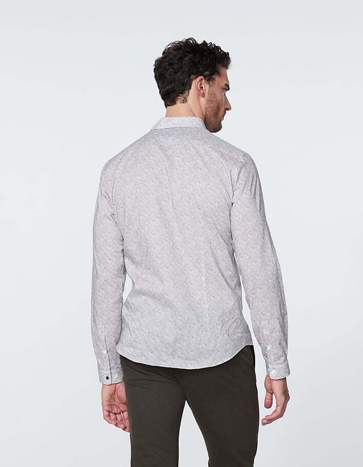 Khaki SLIM-Herrenhemd mit Liberty®-Blätterprint - IKKS