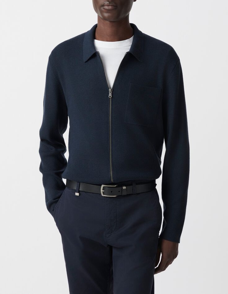 Men&rsquo;s ink knit zip-up cardigan-2