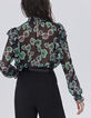 Zwarte blouse maxi bloemenprint volants Dames-2