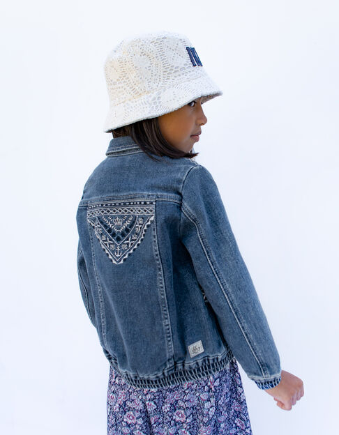 Girls’ blue denim jacket with embroidery