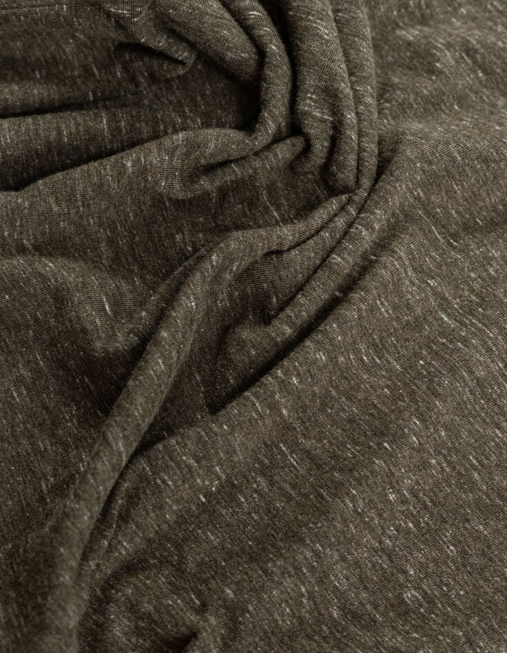 Men’s khaki semi-plain rolled neck T-shirt-7 Men’s khaki semi-plain rolled neck T-shirt-7