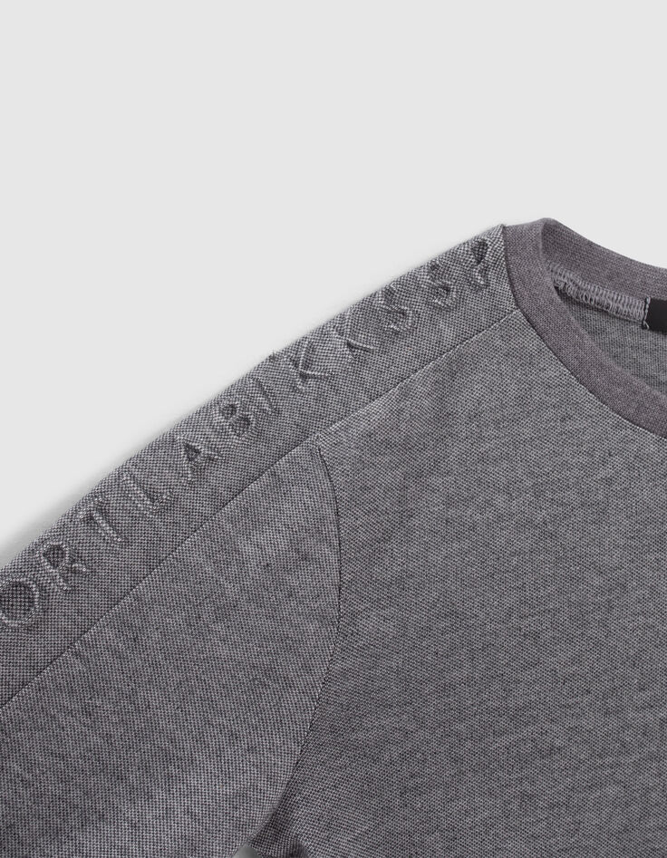 Boys’ grey sport T-shirt, embossed lettering on sleeves-4 Boys’ grey sport T-shirt, embossed lettering on sleeves-4