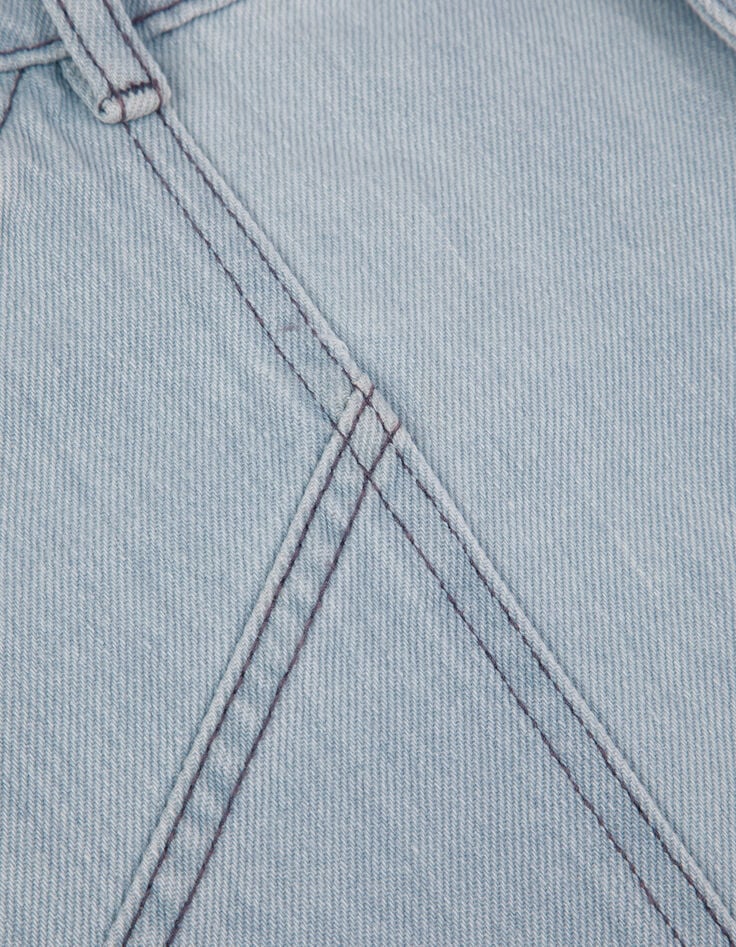 Short denim azul lavado con bolsillos maxi Mujer-3