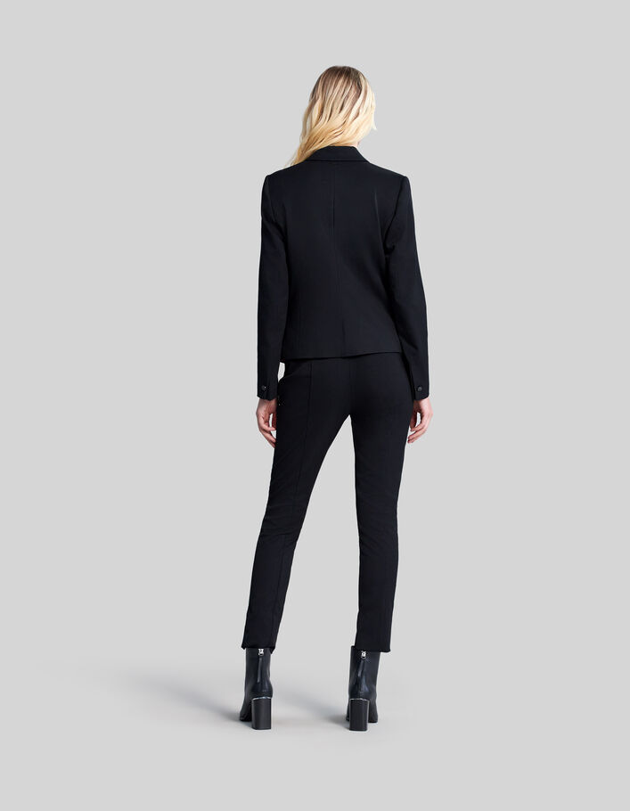 Veste tailleur en twill noir coupe ajustée femme-5