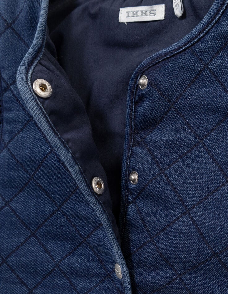 Cardigan sans manches bleu marine denim matelassé fille-6 Cardigan sans manches bleu marine denim matelassé fille-6
