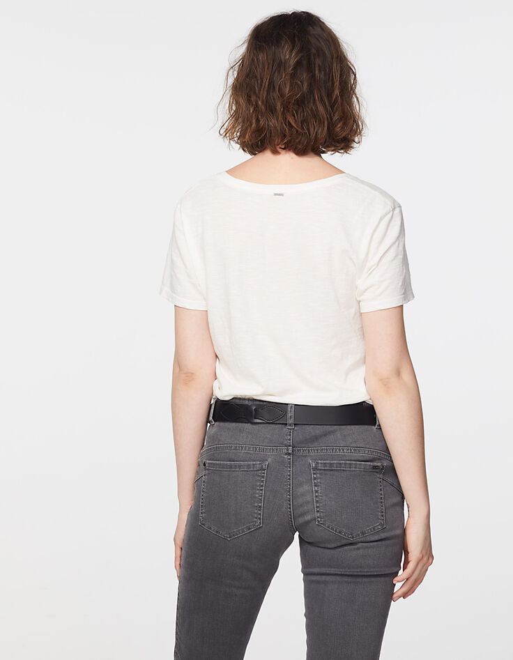 Damen-T-Shirt mit V-Ausschnitt aus Baumwolle Electro Rock-3