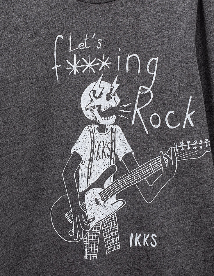 Boys' charcoal grey marl guitarist image T-shirt-2 Boys' charcoal grey marl guitarist image T-shirt-2
