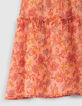 Girls' orange flowery print dress-7