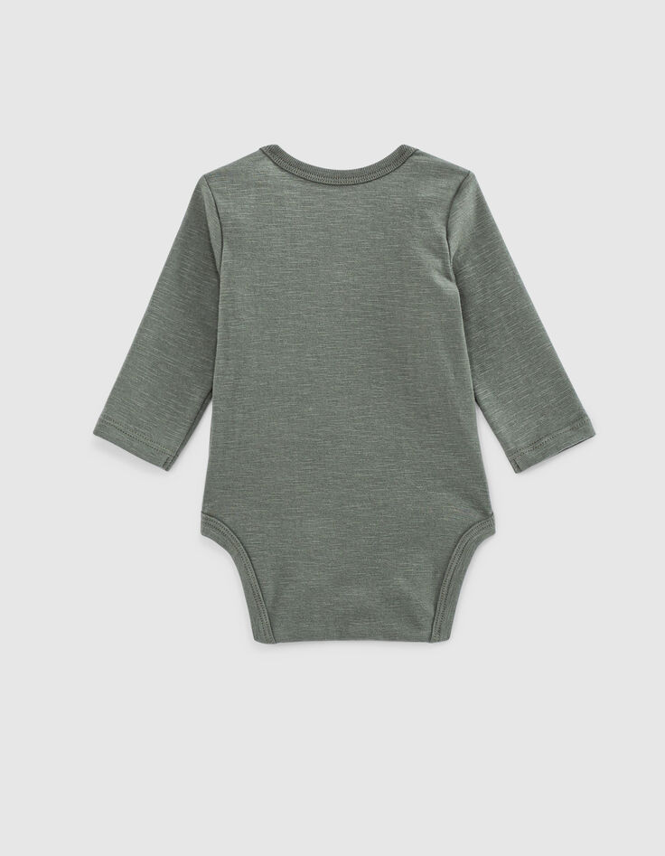 Baby’s light khaki skull graphic organic cotton bodysuit-2