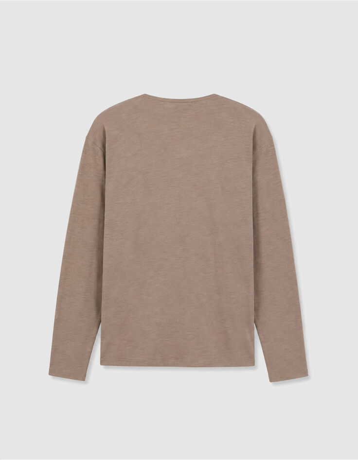 T-shirt beige manches longues Homme-6