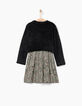 Robe 2 en 1 écrue imprimée et sweat doudou fille-4