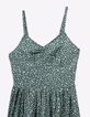 Robe longue fines bretelles verte imprimé léopard fille-6
