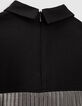 Robe courte noire et argent bi matière plissée fille-6