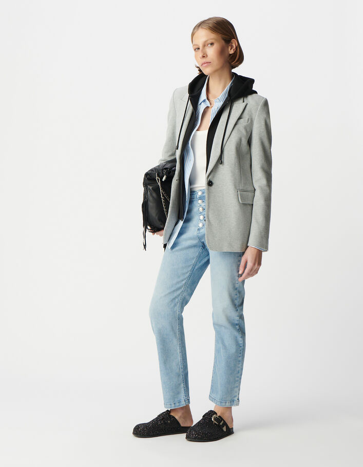 Blazer Gris Look Avec Blazer Noir Blazer Gris Parementure à