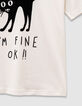 Boys’ white T-shirt with flocked velvet cat image-6