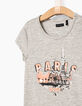 Tee-shirt gris chiné Paris Los Angeles fille-3