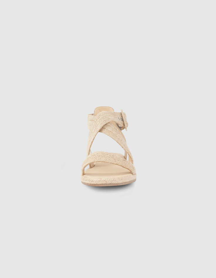 Sandales plates en raphia naturel boucle cheville femme-6