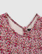 Robe longue fuchsia imprimé fleurs fille-2