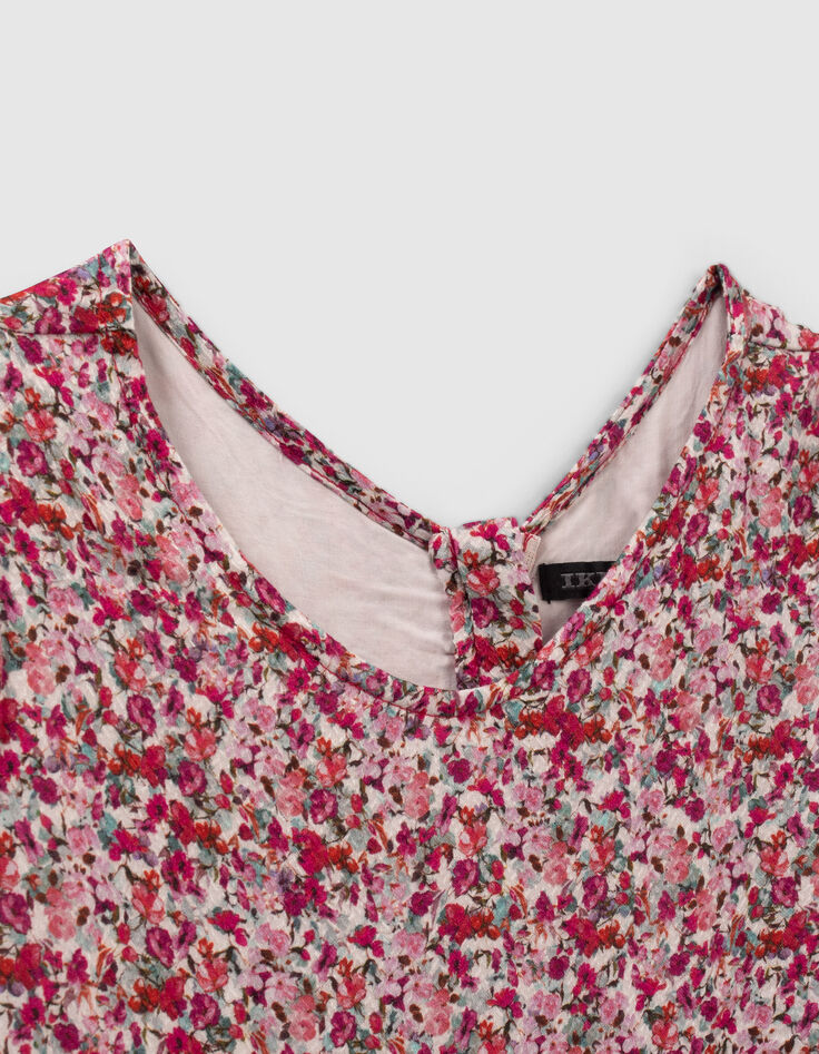 Robe longue fuchsia imprimé fleurs fille-2