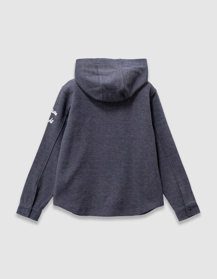 Boys’ navy decorative knit hooded overshirt-6 Boys’ navy decorative knit hooded overshirt-6