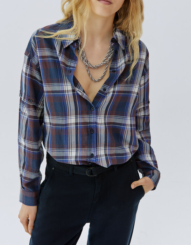 Camisa granate cuadros mujer-2
