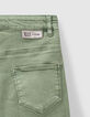Shorts vaqueros caqui used tiro alto y cremallera niña -5