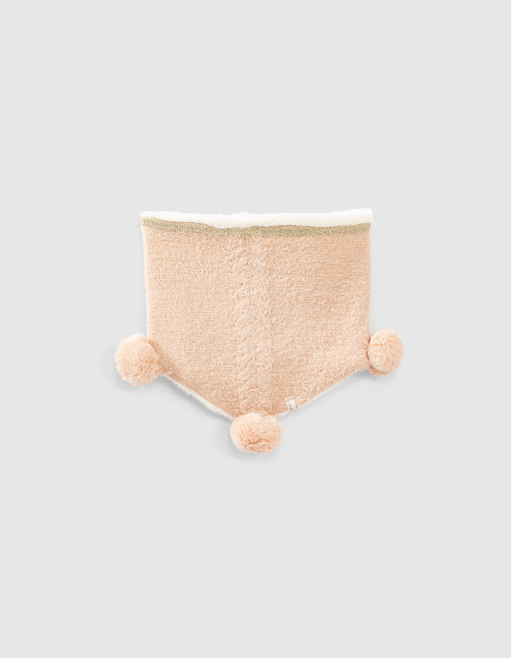 Snood rose poudré tricot bordé lurex bébé fille-1