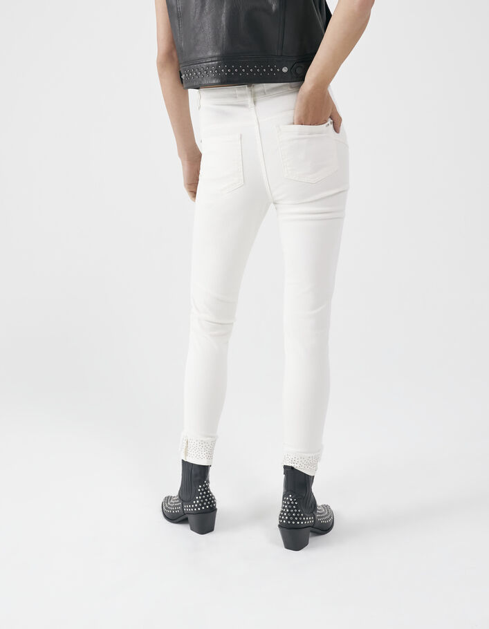Women’s white studded cuff sculpt up high-waist slim jeans - IKKS